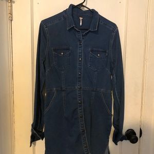 Free People Denim Button Up Mini Dress